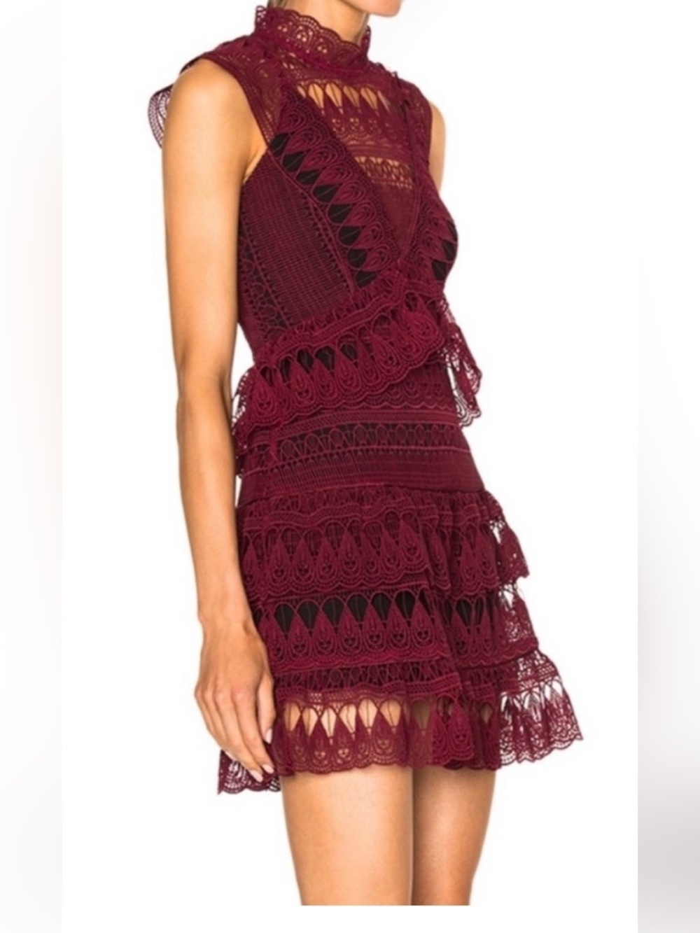 Self Portrait Teardrop Guipure Lace Mini Dress